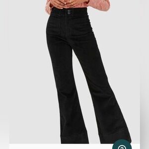 Faherty Women’s Phoebe Corduroy Wide Leg Pants Black 27 waist patch pocket